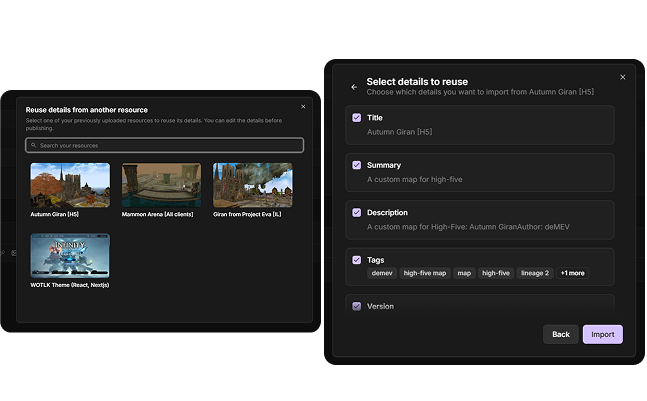 Reuse Details Feature